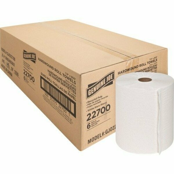 Bsc Preferred Genuine Joe Hardwound Roll Towels, 2inCore, 7-7/8inx800ft , WE, 6PK GJO22700